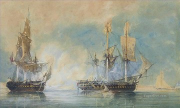 Crescent capturando la fragata francesa Reunión frente a la batalla naval de Cherburgo de 1793 Pinturas al óleo